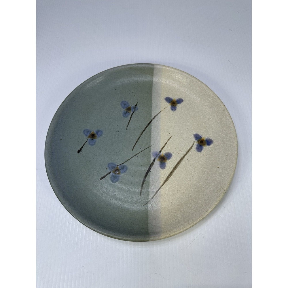 Kent Follette Pottery Flowers Serving Dish‎ Platter Charger 12 5/8 Round Signed